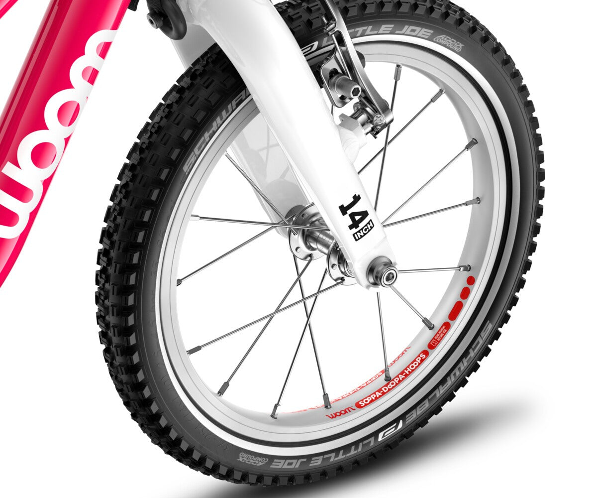 Woom-Go-1Plus-2 Vorderrad pink